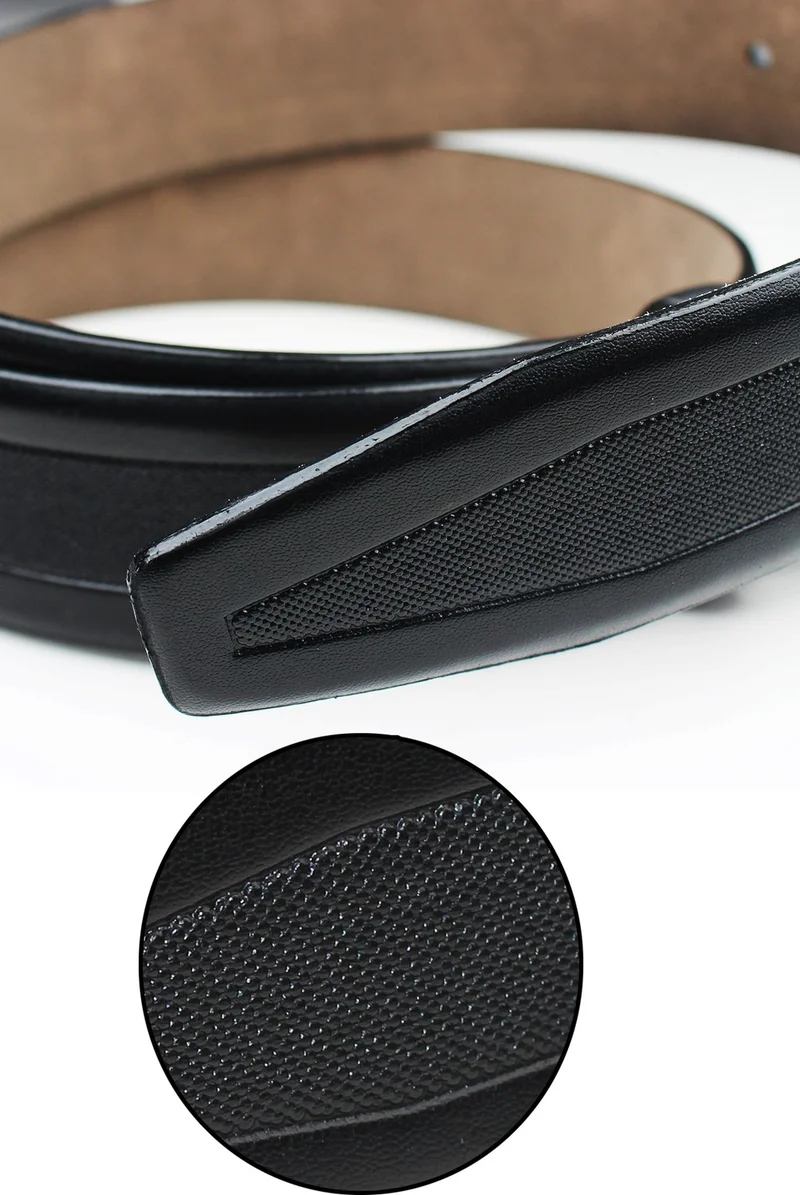 Varetta Men's Faux Luxury Leather Patterned Matte Black Belt