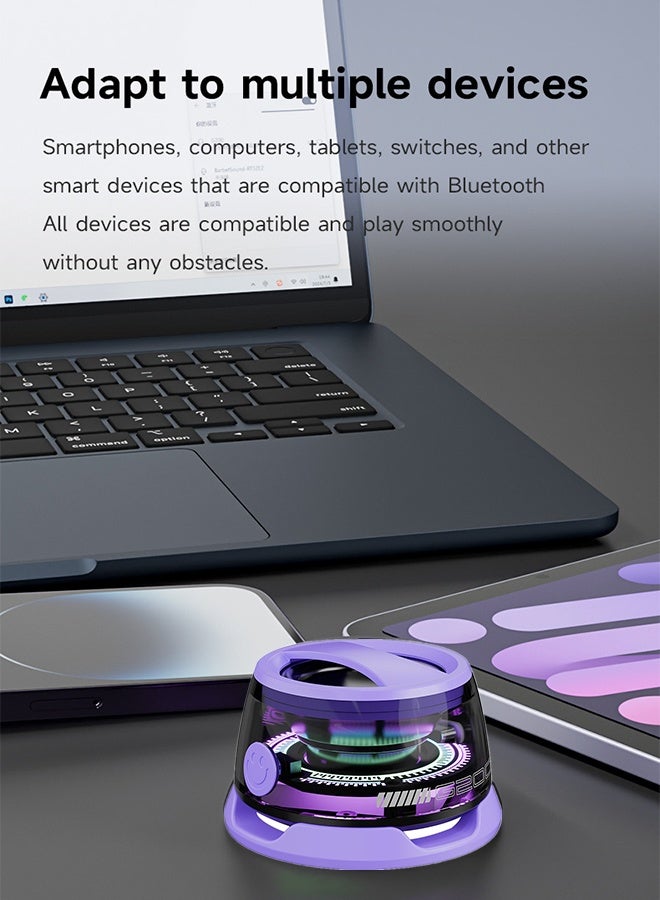 Portable Bluetooth Speaker 6H Playtime, Floatable, Wireless Stereo Pairing,With Type C Charging, Wireless Speaker supports dual-machine series connection,Featuring magnetic attachment and RGB lightingIdeal for Home, Outdoors, Hiking Purple - Image 4