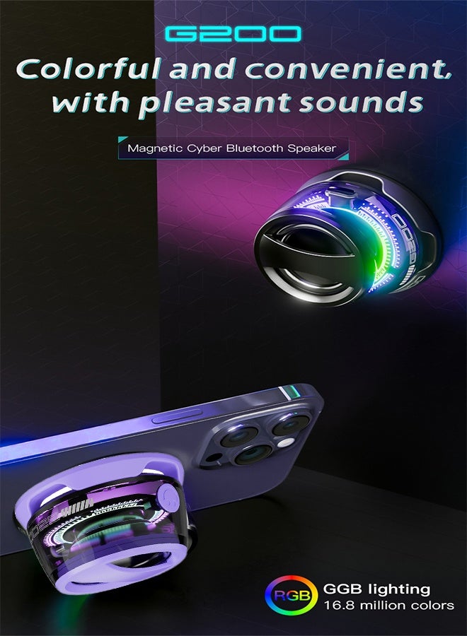 Portable Bluetooth Speaker 6H Playtime, Floatable, Wireless Stereo Pairing,With Type C Charging, Wireless Speaker supports dual-machine series connection,Featuring magnetic attachment and RGB lightingIdeal for Home, Outdoors, Hiking Purple - Image 5