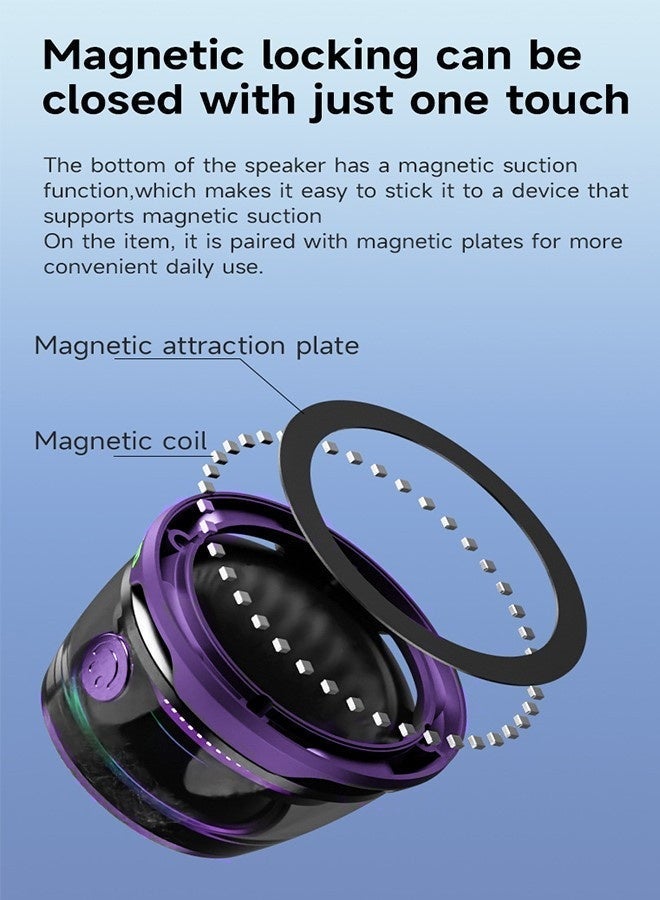 مكبر صوت بلوتوث محمول 6 ساعات تشغيل، قابل للطفو، إقران ستيريو لاسلكي، مع شحن من النوع C، مكبر صوت لاسلكي يدعم اتصال سلسلة ثنائي الجهاز، يتميز بملحق مغناطيسي وإضاءة RGB، مثالي للاستخدام المنزلي والخارجي والمشي لمسافات طويلة، لون أرجواني - Image 4