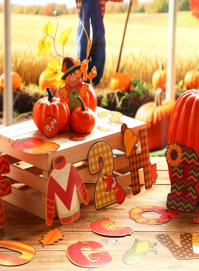 Faccito 176 Pcs Fall Bulletin Board Decorations Letters Numbers Alphabet Autumn Paper Cutouts Punctuation Symbols Combo Set Thanksgiving Classroom Decorations for School Chalkboard Party Teacher - Image 4