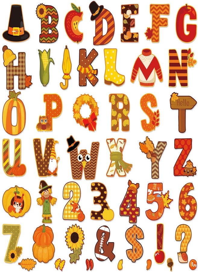 Faccito 176 Pcs Fall Bulletin Board Decorations Letters Numbers Alphabet Autumn Paper Cutouts Punctuation Symbols Combo Set Thanksgiving Classroom Decorations for School Chalkboard Party Teacher - Image 1