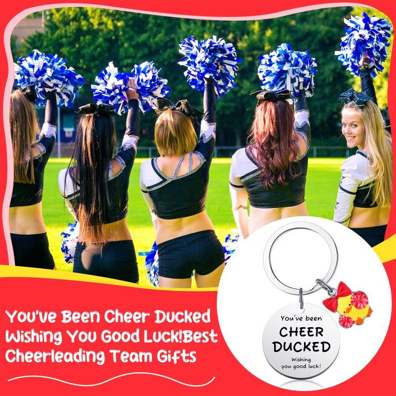 Nosiny 20 Pcs Cheer Gifts Bulk Duck Cheerleader Keychain Team Gift You've Been Cheer Duck Keychain for Team Cheerleader(Red) - Image 5