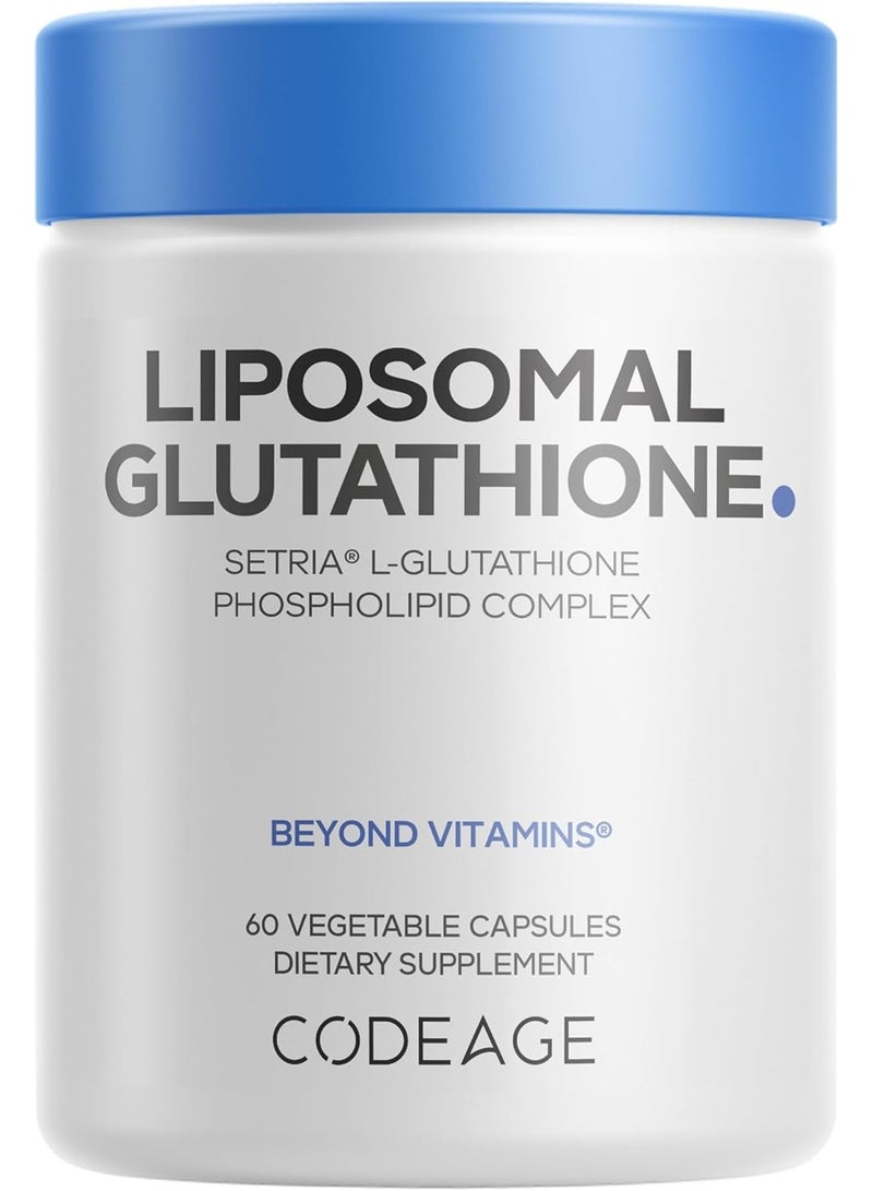 Liposomal Glutathione Supplement - Pure Reduced Setria L-Glutathione, Liposomal Delivery, Phospholipid Complex - Encapsulated Glutathione Powder Pills - Vegan, Non-GMO - 60 Capsules