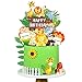 DRWATE Safari Cake Topper Jungle Safari Animal Cake Decorations with Giraffe Lion Monkey Tropical Leaves for Jungle Themed Birthday Supplies Jungle Safari - Image 4