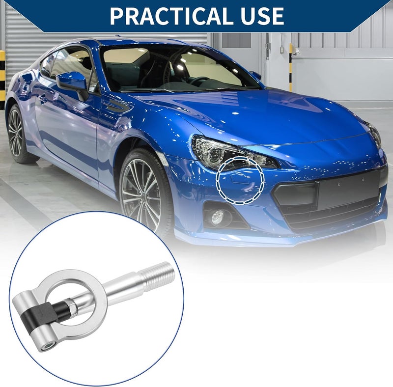 Storage & transit friendly M24 3.0 Tow Hook/Car Front Bumper Towing Hook/Durable Metal Rotary Tow Hook Ring for Mitsubishi Lancer Evolution Evo x 10 23.5cm Silver Tone Global light sturdy raw material - Image 2