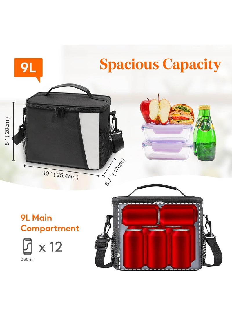 Insulated Lunch Bag for Men, Thermal Lunch Box for Women Cool Bag, Reusable Leakproof Lunch Tote Bag with Adjustable Shoulder Strap for Adult for Work/Picnic/Beach  - Image 2