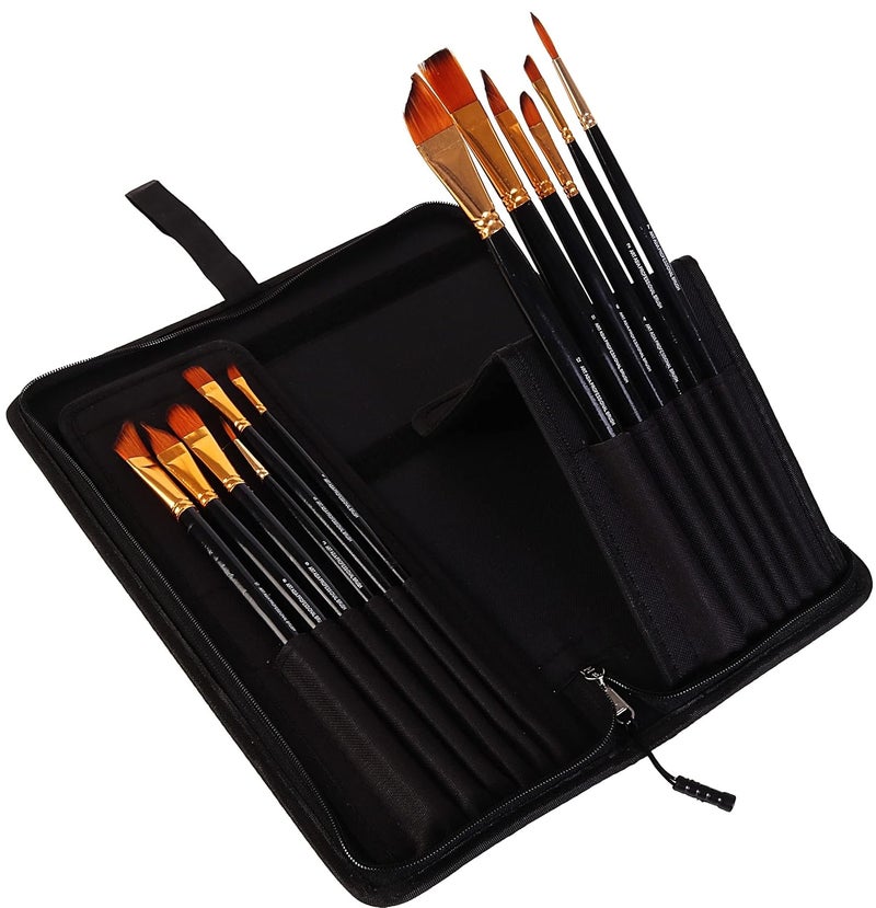 Kabeer Art Set Of 12 Exclusive Fine Art Long Handled Paint Brush + Zippered Carry Bag With Pop-Up Stand - For Oil Acrylic Watercolor Painting - Image 2