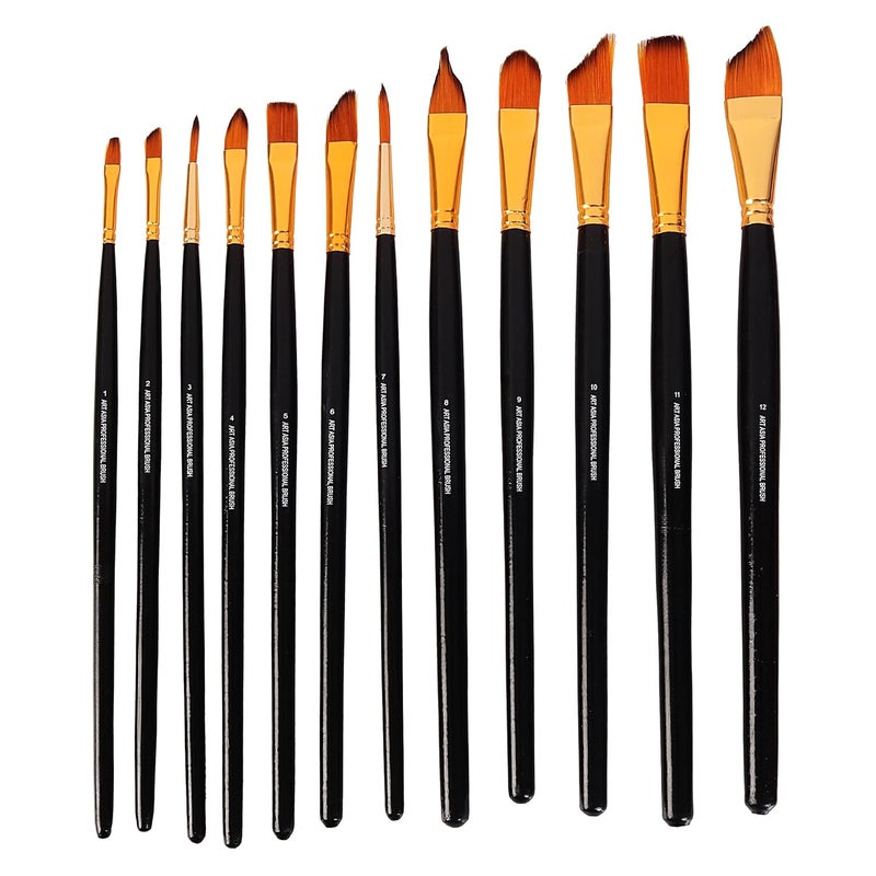 Kabeer Art Set Of 12 Exclusive Fine Art Long Handled Paint Brush + Zippered Carry Bag With Pop-Up Stand - For Oil Acrylic Watercolor Painting - Image 4