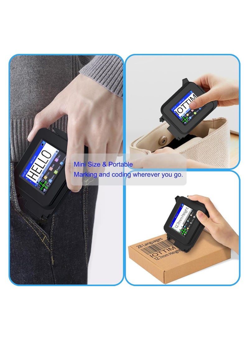 Mini HD Inkjet Printer, Editable Handheld Inkjet Printer, Solvent-Based Quick-Drying Ink, Supports 26 Languages, HD Color Screen, Touchscreen Operation, Used For Date Labels/Barcodes/Text/Numbers/Nm - Image 4