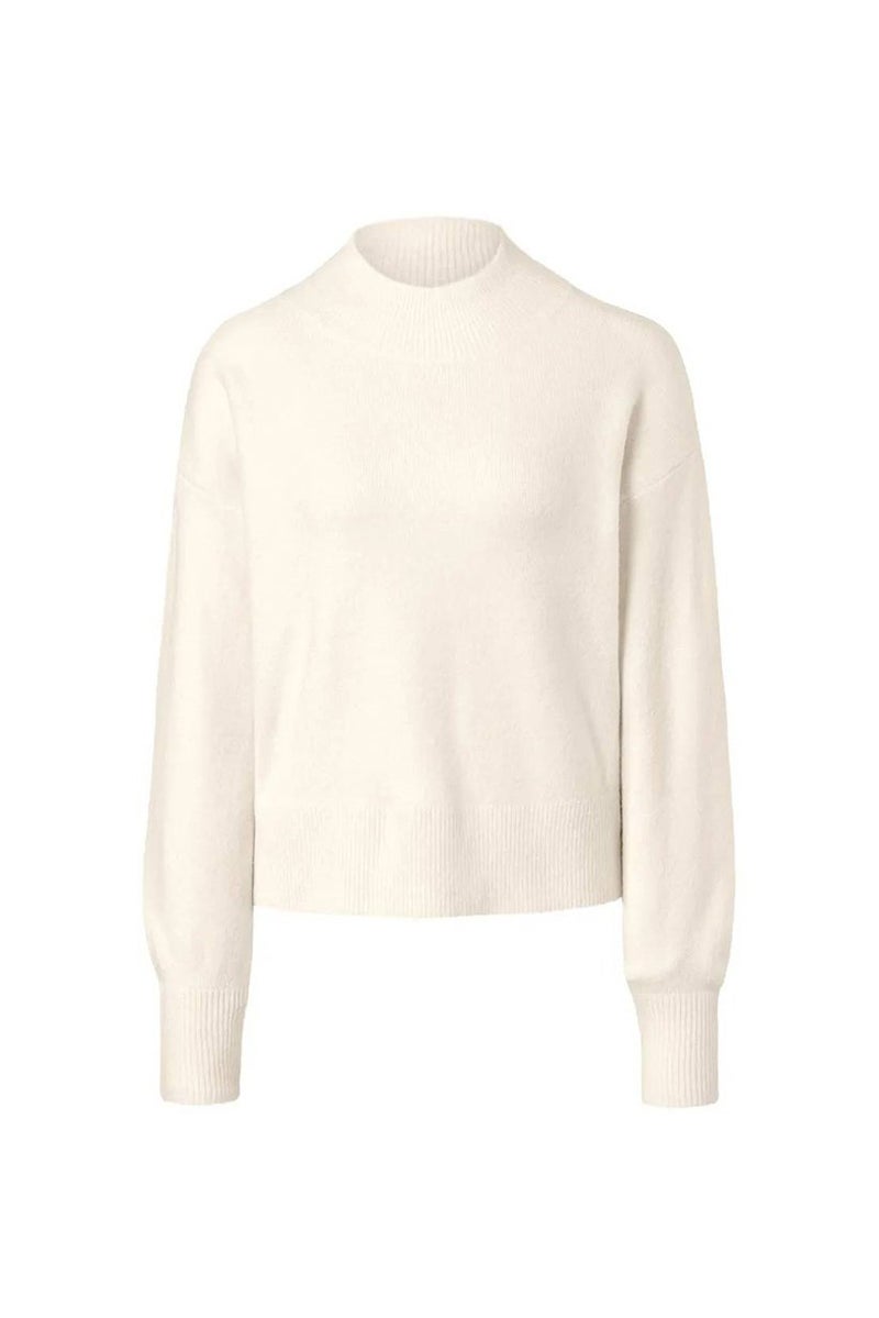 Tchibo سويت شيرت نسائي بياقة دائرية بتصميم محبوك، كريمي - Image 2