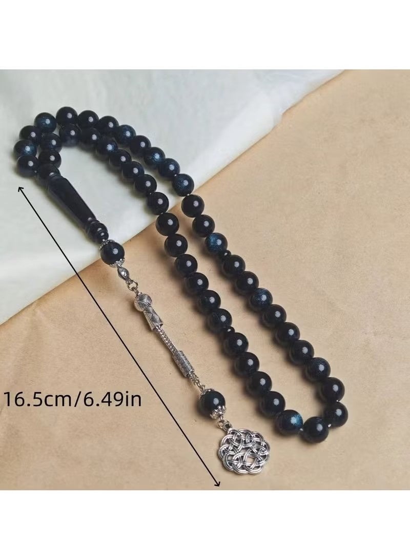 Prayer Beads (10mm 45 Beads) Royal Blue and White Resin Beads - Muslim Prayer Beads Handmade. - Image 4