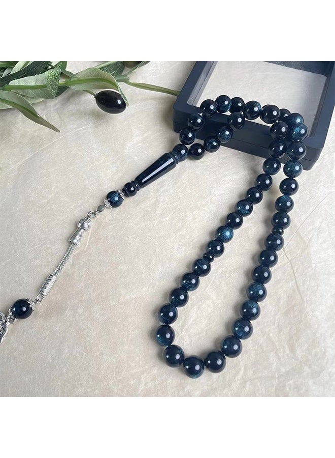 Prayer Beads (10mm 45 Beads) Royal Blue and White Resin Beads - Muslim Prayer Beads Handmade. - Image 2