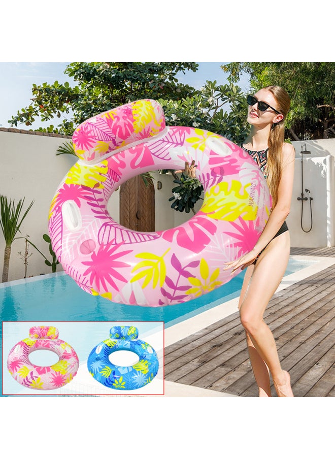 Generic - Backstrap Handle Anti-rollover Adult Underarm Ring Environmentally Friendly PVC Thickened Leaves Two-color Water Inflatable Swimming Ring-After Inflating Outer Diameter:110#Adult( 65-80kg )-Inner Diameter After Inflating:Backrest Handle Leaf Two-color Swimming Ring Pink - Image 1