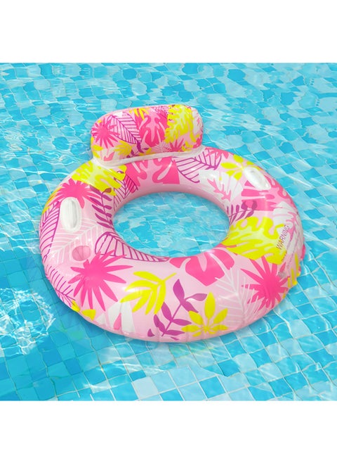 Backstrap Handle Anti-rollover Adult Underarm Ring Environmentally Friendly PVC Thickened Leaves Two-color Water Inflatable Swimming Ring-After Inflating Outer Diameter:110#Adult( 65-80kg )-Inner Diameter After Inflating:Backrest Handle Leaf Two-color Swimming Ring Pink