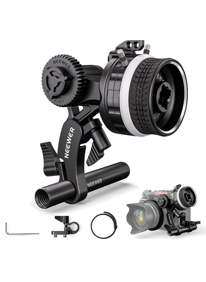 Neewer Mini Follow Focus with A/B Stops, Lens Gear Ring, 15mm Rod & Rod Clamp for Cinema Camera, DSLR/Mirrorless Camera, Compatible with Lens Diameter Up to 114mm, PG003 (Black) - Image 1