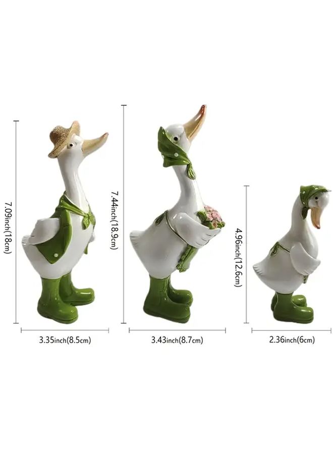 3pcs Duck Resin Crafts Home Garden Family Of Three Christmas Halloween Gift - Image 3
