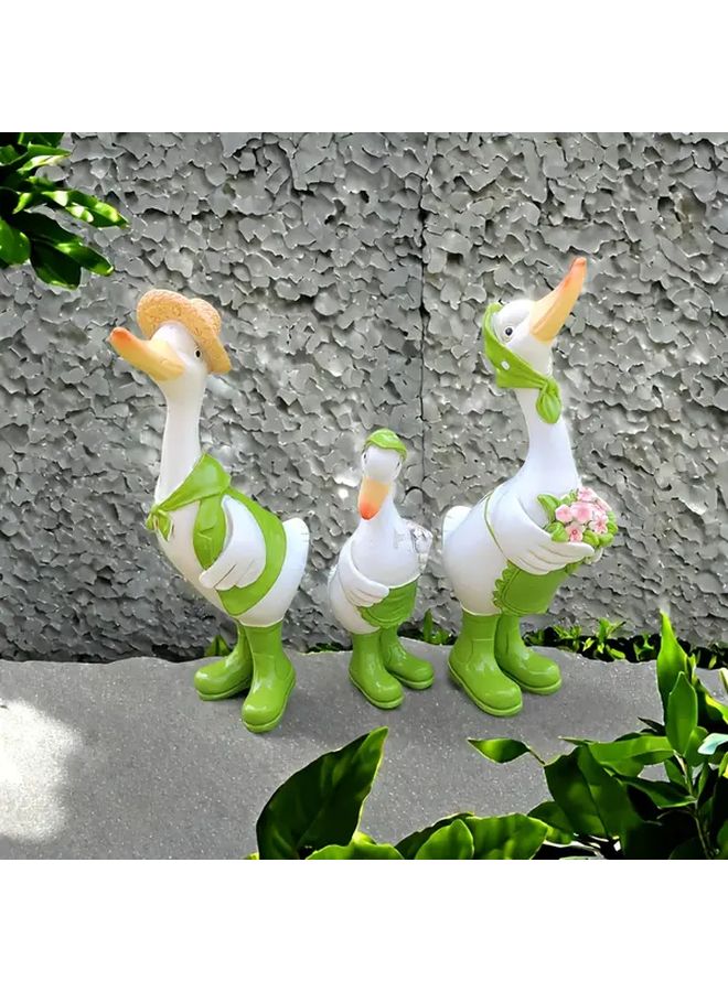 3pcs Duck Resin Crafts Home Garden Family Of Three Christmas Halloween Gift - Image 1