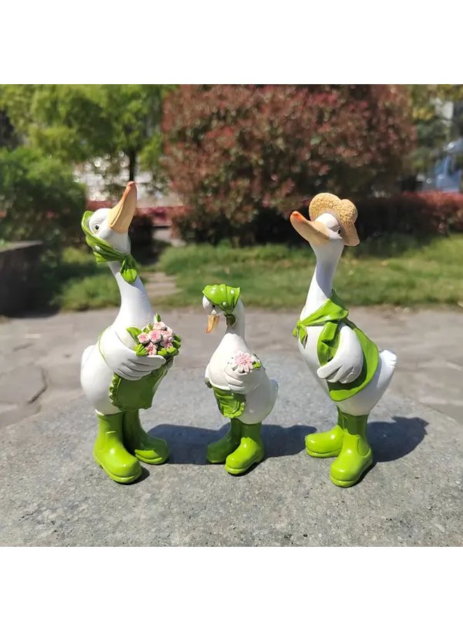 3pcs Duck Resin Crafts Home Garden Family Of Three Christmas Halloween Gift - Image 2