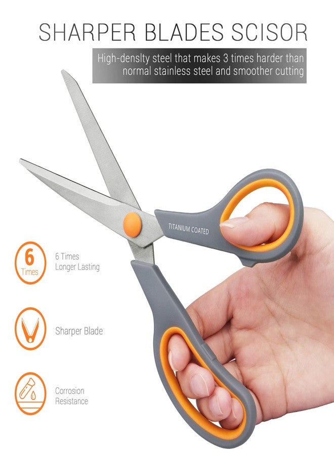 Hutou Scissors 8" Multipurpose Titanium Coated Sturdy Sharp Scissors Right/Left Handed Comfort-Grip Handles for Office Home School Sewing Fabric Craft Supplies Gray - Image 5