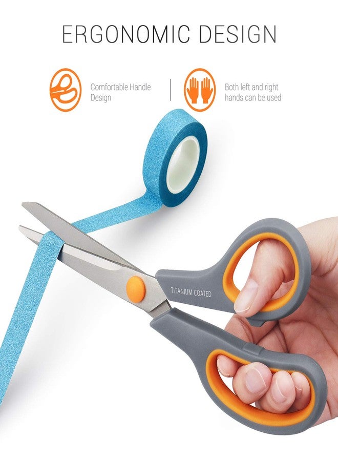 Hutou Scissors 8" Multipurpose Titanium Coated Sturdy Sharp Scissors Right/Left Handed Comfort-Grip Handles for Office Home School Sewing Fabric Craft Supplies Gray - Image 4