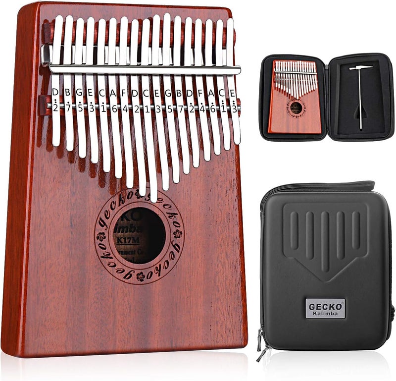 GECKO Kalimba 17 Keys Thumb Piano with Waterproof Protective Box, Tune Hammer and Study Instruction, Portable Mbira Sanza Finger Piano, Meditation Sound, Gift for Beginners and Professional - Image 1