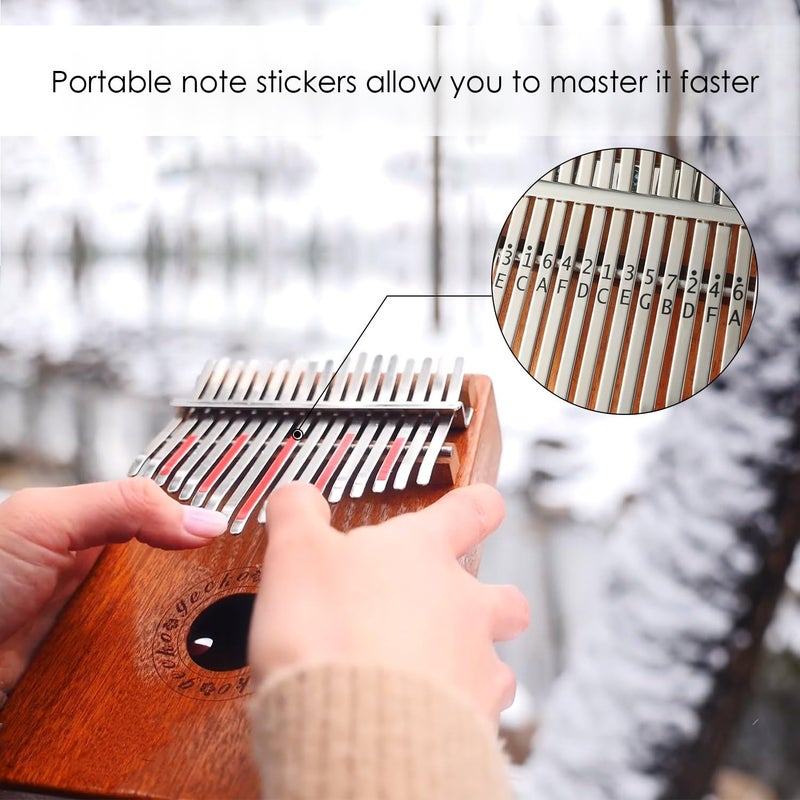 GECKO Kalimba 17 Keys Thumb Piano with Waterproof Protective Box, Tune Hammer and Study Instruction, Portable Mbira Sanza Finger Piano, Meditation Sound, Gift for Beginners and Professional - Image 5