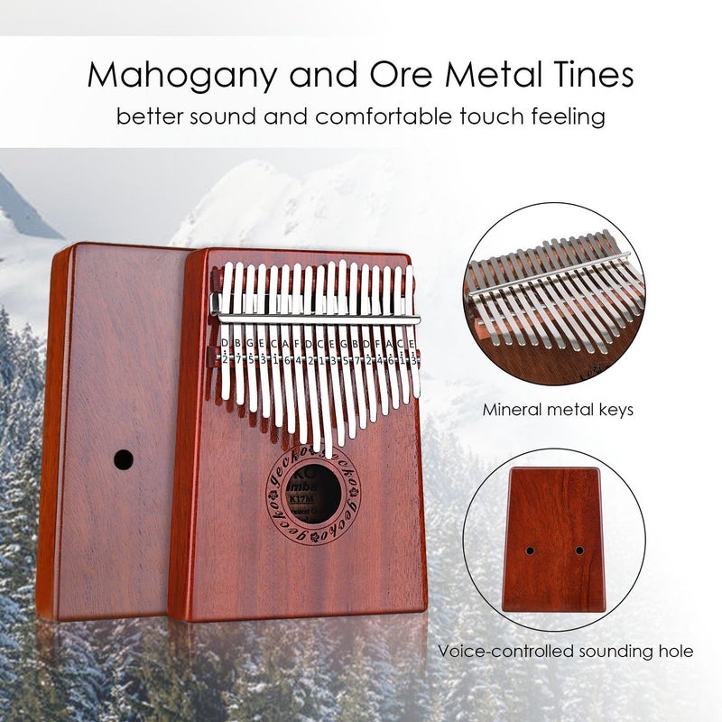 GECKO Kalimba 17 Keys Thumb Piano with Waterproof Protective Box, Tune Hammer and Study Instruction, Portable Mbira Sanza Finger Piano, Meditation Sound, Gift for Beginners and Professional - Image 3