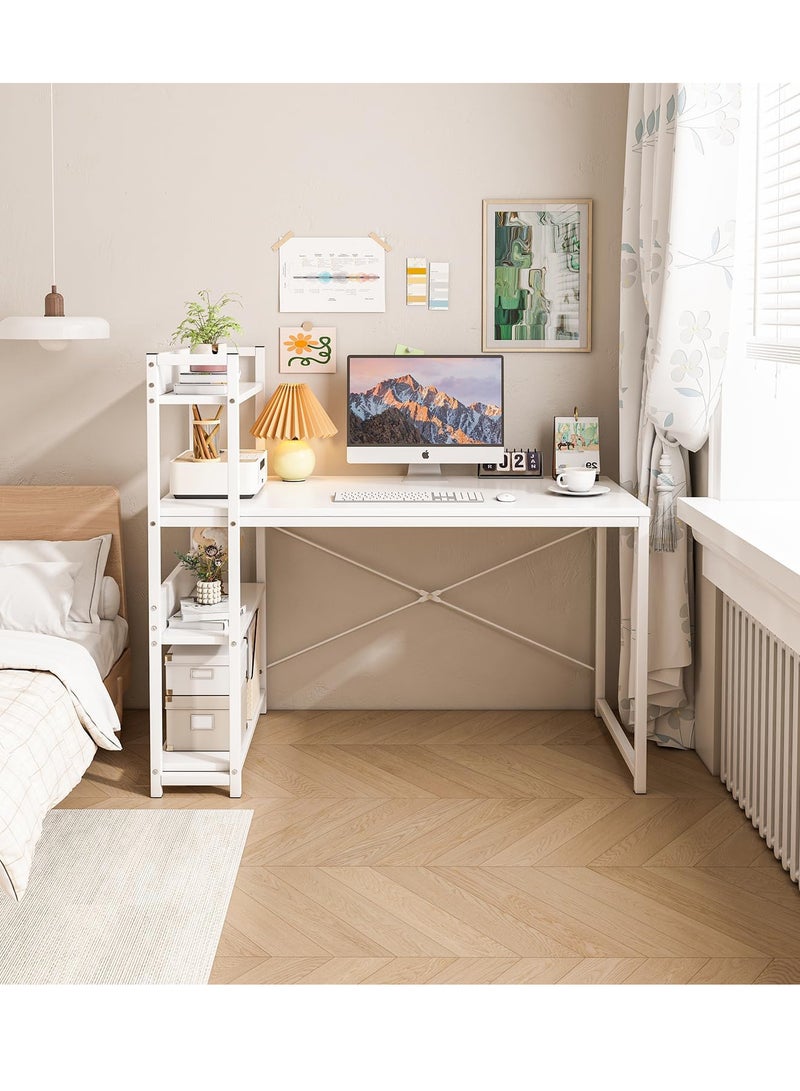 زويهاو مكتب كمبيوتر مع 4 رفوف للمكتب المنزلي 110 * 60 سم طاولة دراسة للكتابة مع رف كتب محطة عمل خشبية صناعية متعددة الأغراض مع إطار معدني للكمبيوتر المحمول - Image 3