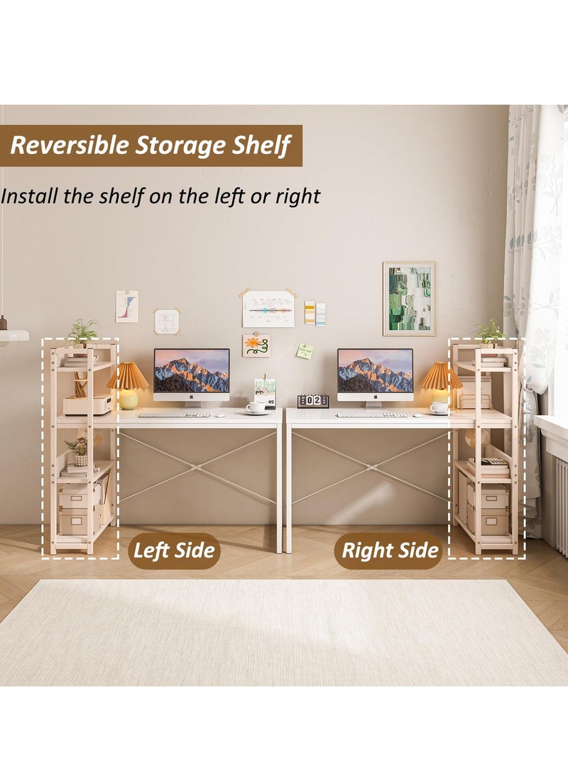 زويهاو مكتب كمبيوتر مع 4 رفوف للمكتب المنزلي 110 * 60 سم طاولة دراسة للكتابة مع رف كتب محطة عمل خشبية صناعية متعددة الأغراض مع إطار معدني للكمبيوتر المحمول - Image 4