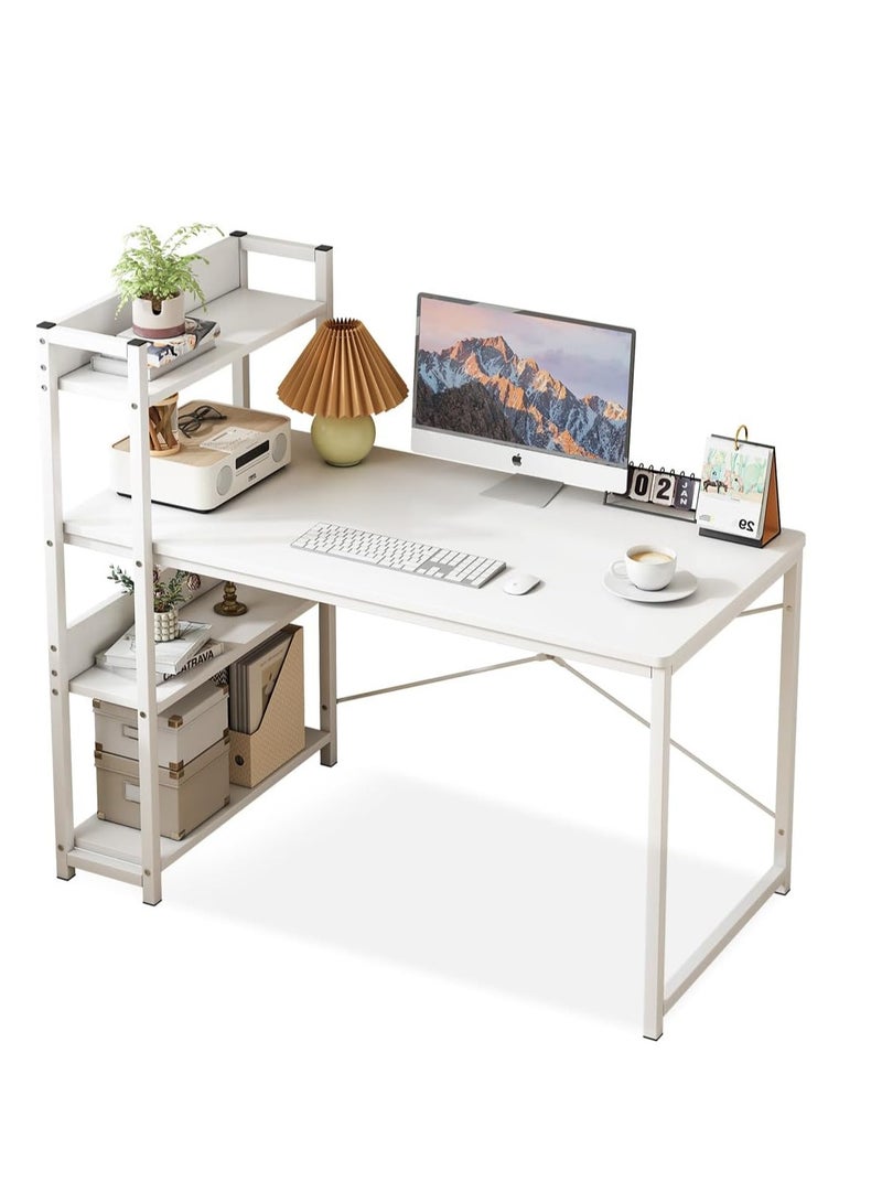 زويهاو مكتب كمبيوتر مع 4 رفوف للمكتب المنزلي 110 * 60 سم طاولة دراسة للكتابة مع رف كتب محطة عمل خشبية صناعية متعددة الأغراض مع إطار معدني للكمبيوتر المحمول - Image 5