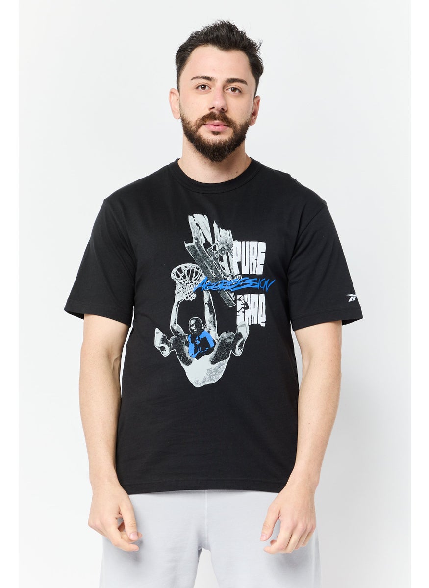 Reebok Men Sportswear Fit Short Sleeve Outdoor T Shirt, Black  - Image 1