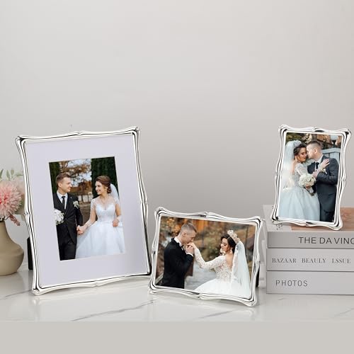 GorYeeFine Silver 5x7'' Premium Alloy Picture Frame,Luxury High-End Decor 7x5'' Photo Frames with Real Glass and Velvet Backing,for Tabletop or Wall Hanging - Image 3