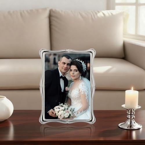 GorYeeFine Silver 5x7'' Premium Alloy Picture Frame,Luxury High-End Decor 7x5'' Photo Frames with Real Glass and Velvet Backing,for Tabletop or Wall Hanging - Image 2