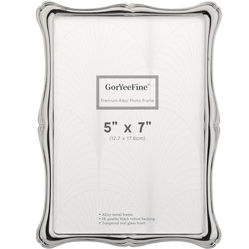 GorYeeFine Silver 5x7'' Premium Alloy Picture Frame,Luxury High-End Decor 7x5'' Photo Frames with Real Glass and Velvet Backing,for Tabletop or Wall Hanging - Image 1