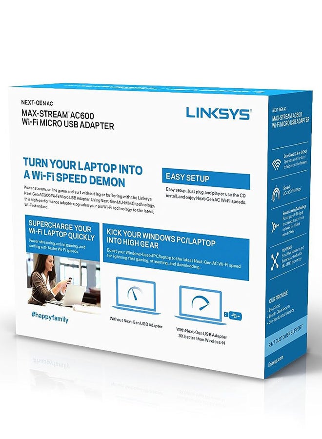 لينكسيس محول USB ثنائي النطاق MU-MIMO من Max-Stream AC600 (WUSB6100M) - Image 3