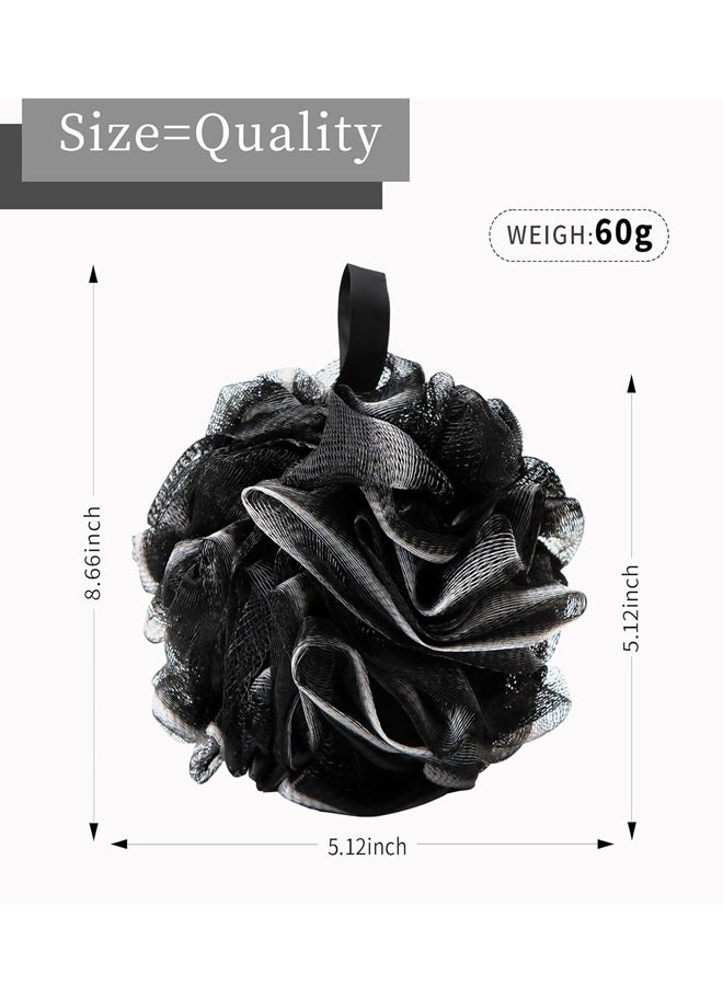 Bath sponge body back washer soft mesh shower foam exfoliating sponge sponge suitable for women and men bathroom accessories cleaning tool (4-piece set 60g black, charcoal black) - Image 2