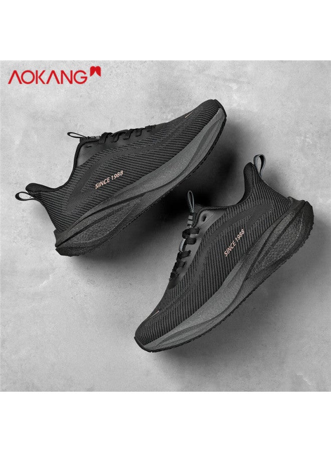 Aokang Men's Sports Shoes Lightweight Shock Absorbing Breathable Mesh Comfortable Running Shoes 1110740621 Black 43 - Image 4