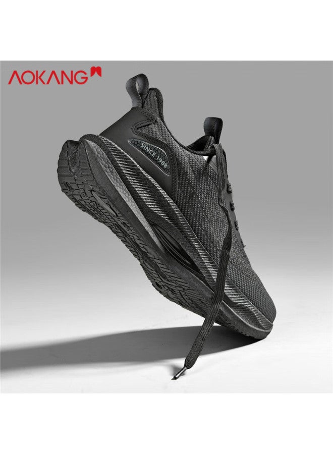Aokang Men's Sports Shoes Lightweight Shock Absorbing Breathable Mesh Comfortable Running Shoes 1110740621 Black 43 - Image 3