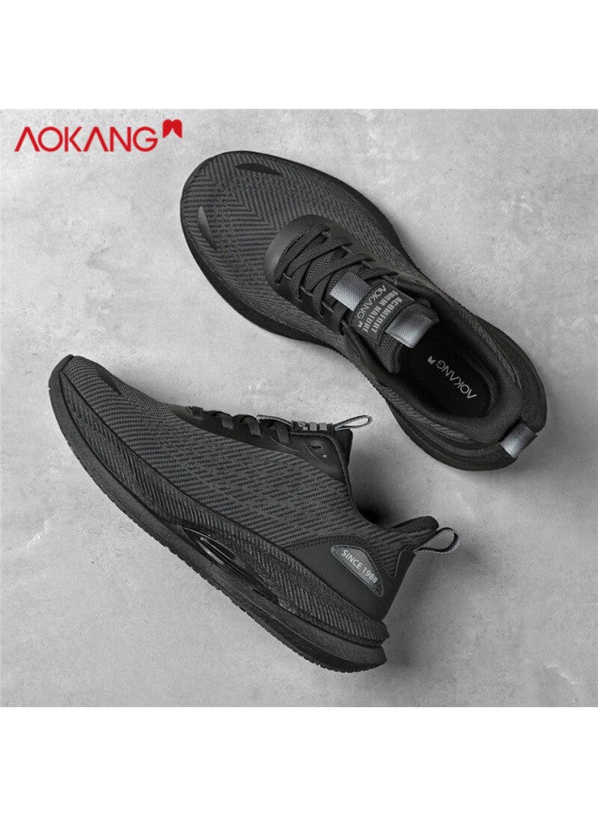 Aokang Men's Sports Shoes Lightweight Shock Absorbing Breathable Mesh Comfortable Running Shoes 1110740621 Black 43 - Image 2