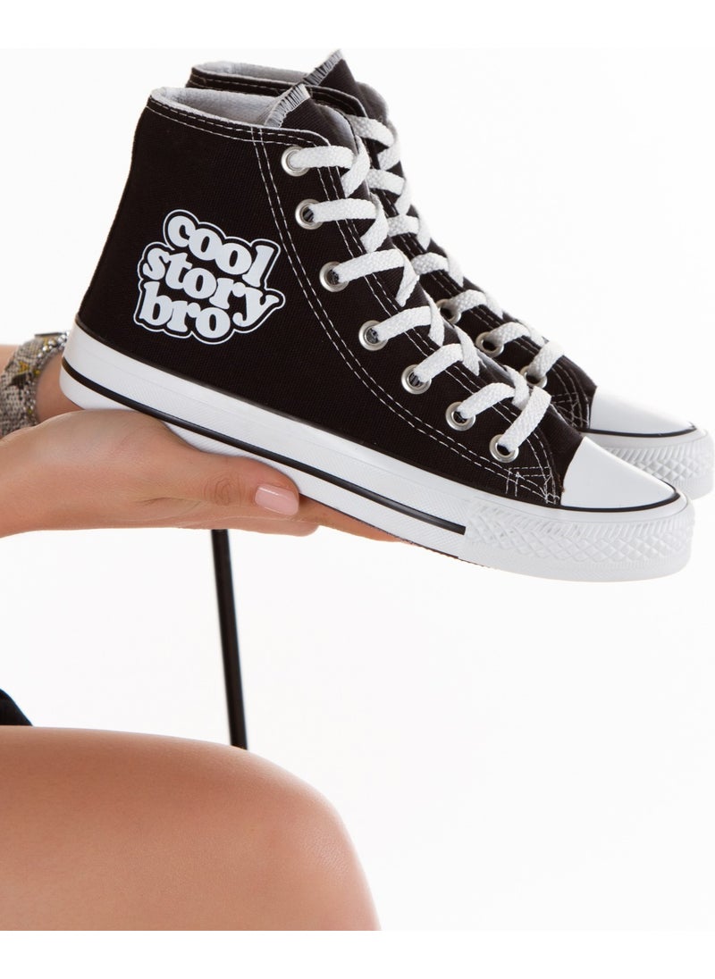 Lideral Casual Linen Comfortable Ankle Black Long Converse Cool Story Printed Sneaker Sports Shoes  - Image 1