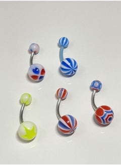 5 Pieces Body Piercing Accessories Fashionable Navel Ring Stud Ring for Navel Decoration