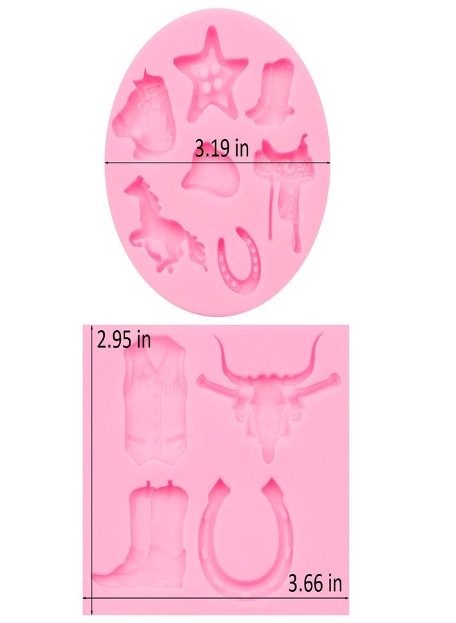 Xcake Lcook Bull Head Silicone Molds, Horseshoe Boot Cowboy Hat Chocolate Molds, Saddle Horse Hoof Fondant Baking Molds for Western Cowboy Theme Cake Decoration Cupcake Topper Candy Gum Paste Clay(XL257) - Image 2
