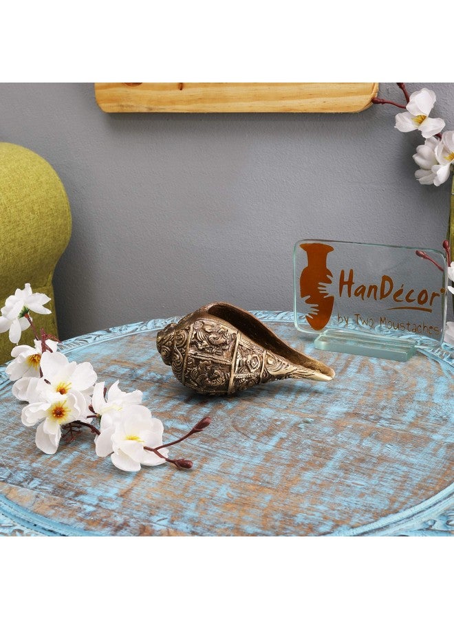 Two Moustaches Ganesha Carving Brass Shankh Showpiece, Attractive Brass Conch for Temple/Home, Shankh for Pooja, Mandir Decorations Items, Standard, Pack of 1 - Image 5