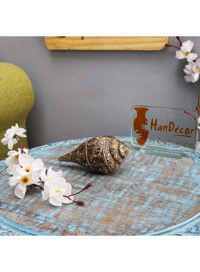 Two Moustaches Ganesha Carving Brass Shankh Showpiece, Attractive Brass Conch for Temple/Home, Shankh for Pooja, Mandir Decorations Items, Standard, Pack of 1 - Image 4