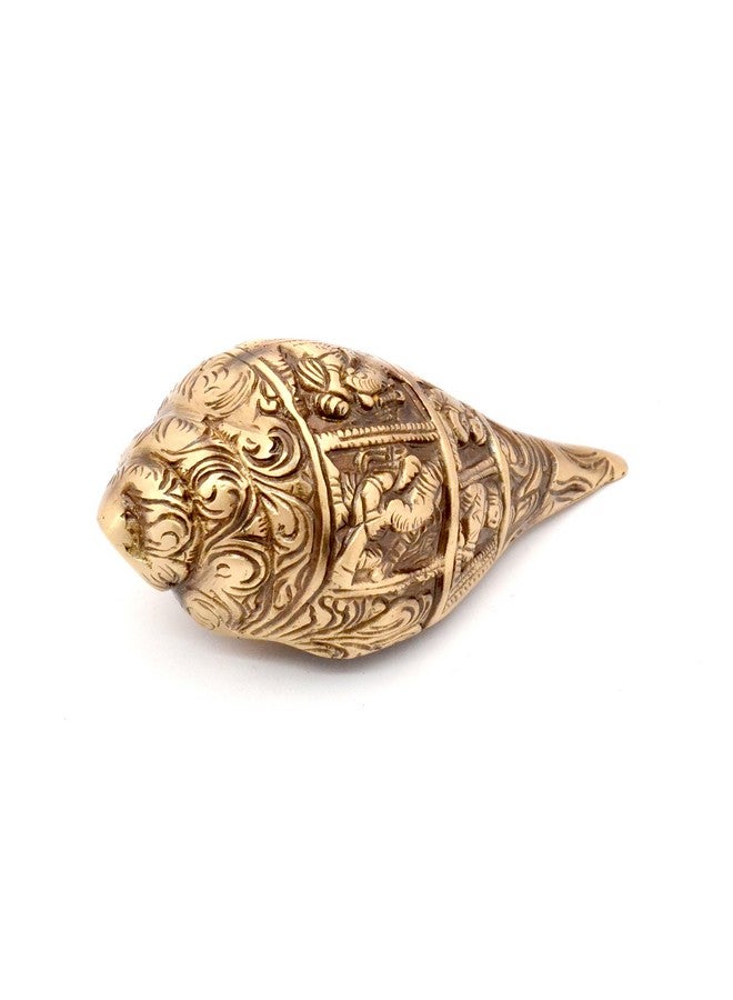 Two Moustaches Ganesha Carving Brass Shankh Showpiece, Attractive Brass Conch for Temple/Home, Shankh for Pooja, Mandir Decorations Items, Standard, Pack of 1 - Image 2