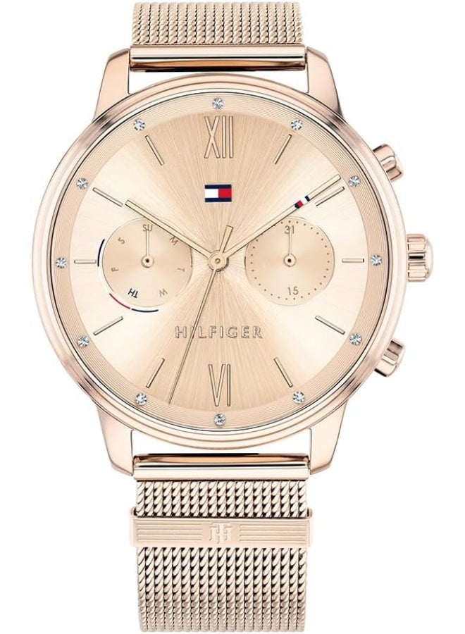 TOMMY HILFIGER Women's Light Carnation Gold Dial Ionic Plated Carnation Gold Steel Watch 1782303 - Image 1