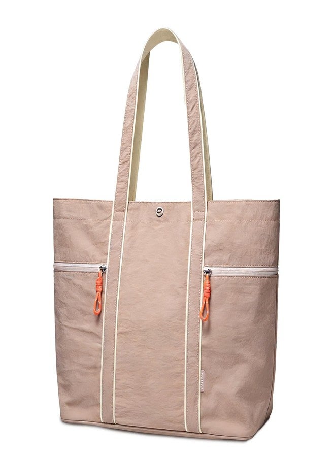 Caitina Large Tote Bag for Women Nylon Shoulder Bags for Women Lightable Shoulder Purses Gym Tote for Travel Yoga Work Dance Khaki - Image 1