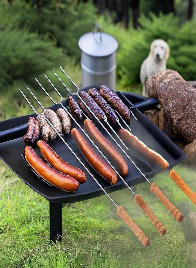 Damurhu Stainless Steel Roasting Forks, Roasting Sticks Campfire Sticks BBQ Forks for Fire Pit Hot Dog Sticks for Campfire, Roasting Sticks for Fire Pit Smores Skewers -3Pcs - Image 1