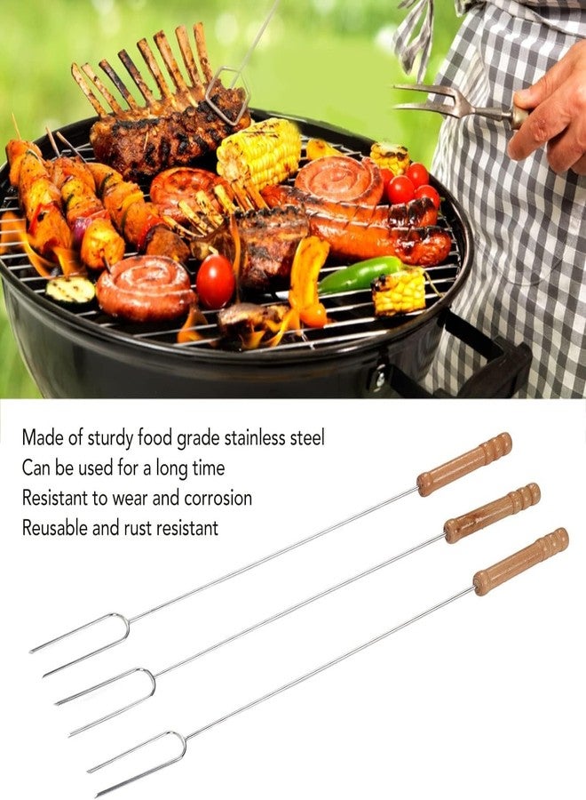 Damurhu Stainless Steel Roasting Forks, Roasting Sticks Campfire Sticks BBQ Forks for Fire Pit Hot Dog Sticks for Campfire, Roasting Sticks for Fire Pit Smores Skewers -3Pcs - Image 2